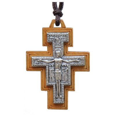 1.75" Wood San Damiano Cross Necklace